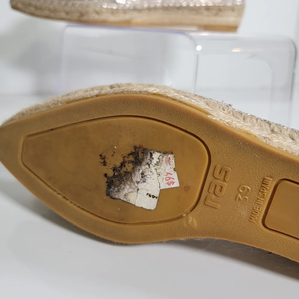RAS Metallic Leather Espadrille Flats Size 39